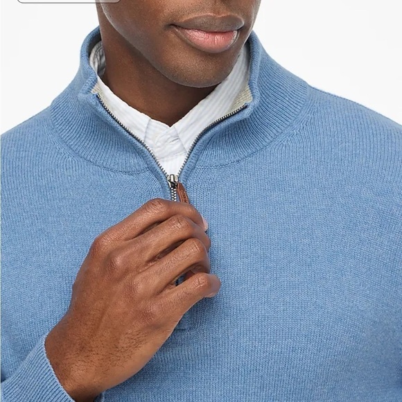 J crew lightning blue Heather Cotton half-zip sweater - Picture 2 of 4